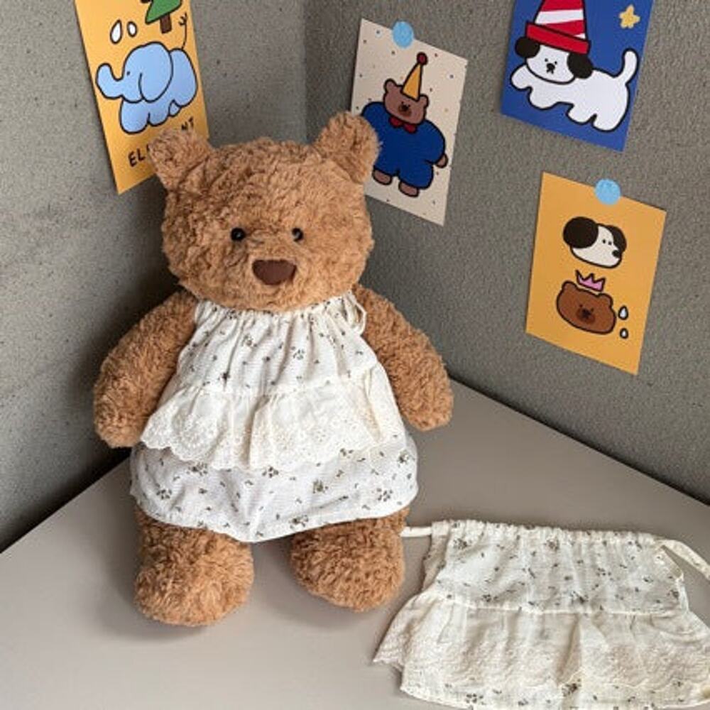 Bartholomew bear cute clothes outfits -White Eyelet Lace Dress - Picture 1 of 1